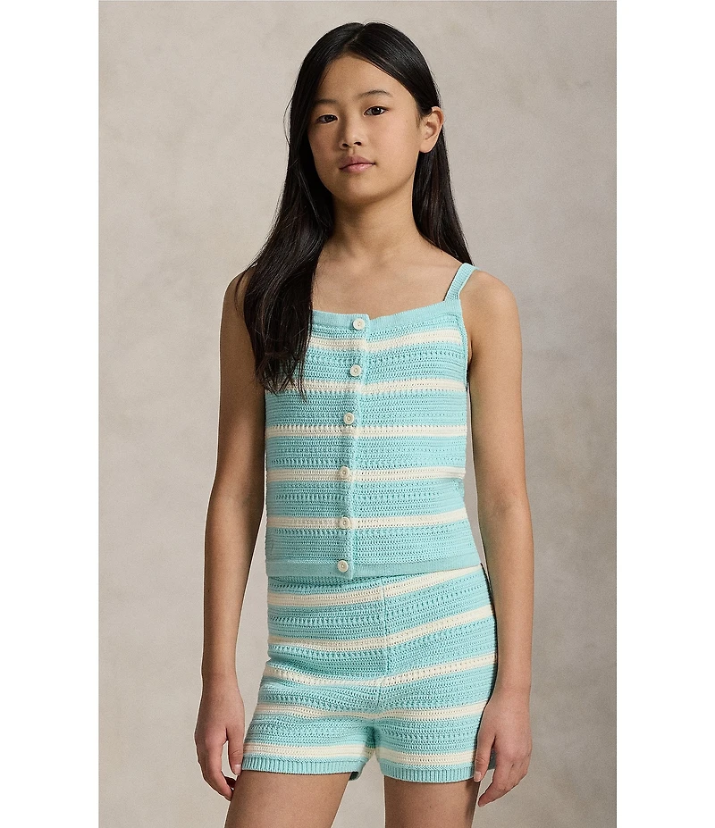 Polo Ralph Lauren Big Girls Crocheted Boxy Top & Shorts Set