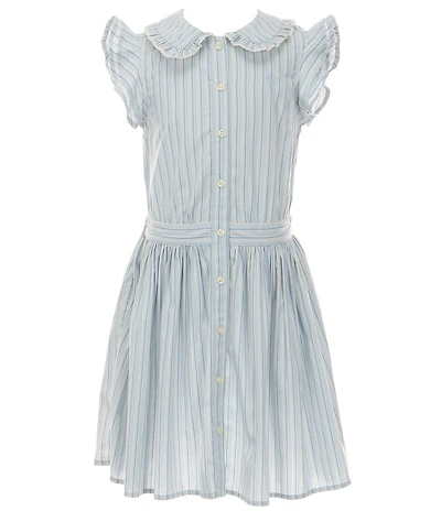 Polo Ralph Lauren Big Girls Flutter Sleeve Striped Poplin Dress