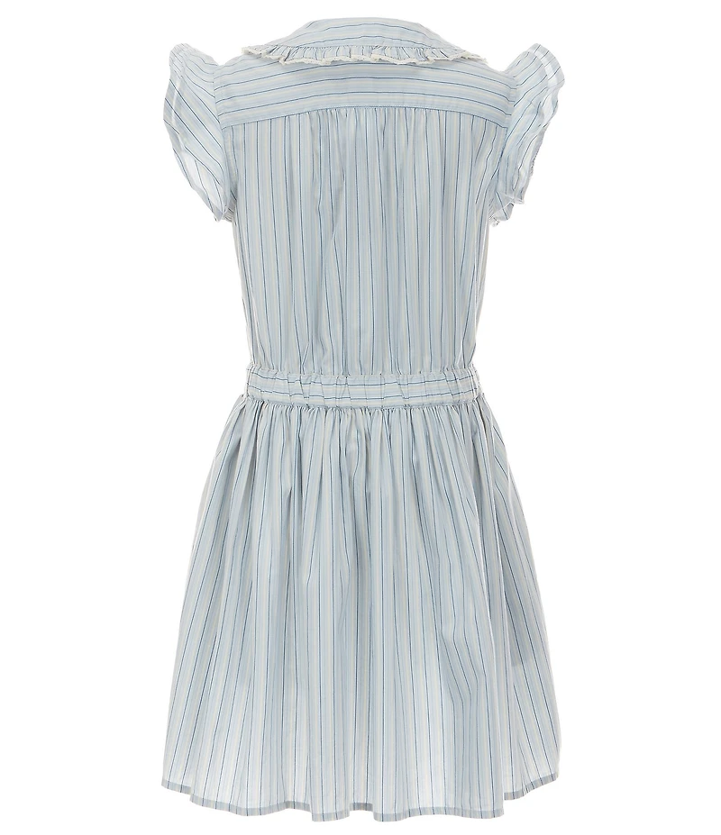 Polo Ralph Lauren Big Girls Flutter Sleeve Striped Poplin Dress