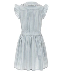 Polo Ralph Lauren Big Girls Flutter Sleeve Striped Poplin Dress