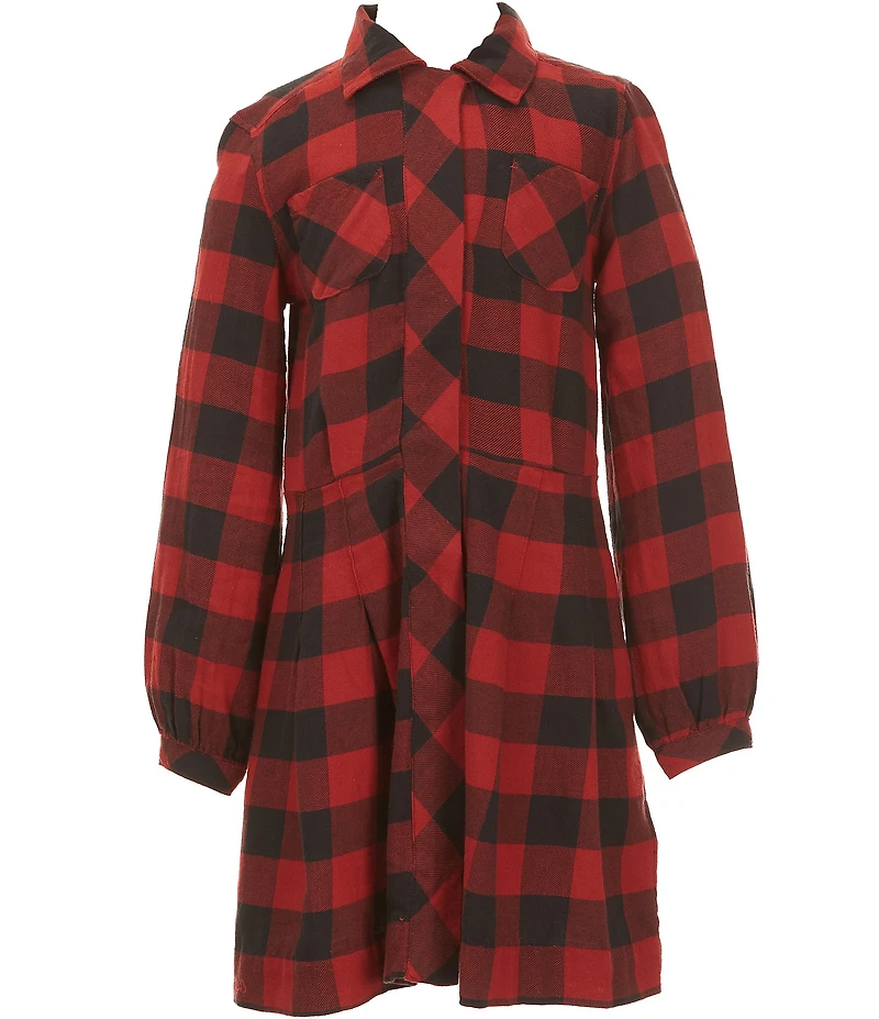 Polo Ralph Lauren Big Girls Long-Sleeve Buffalo Check Twill A-Line Dress
