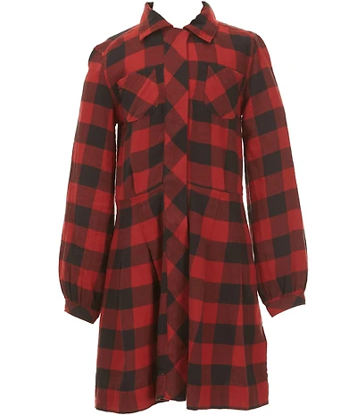 Polo Ralph Lauren Big Girls Long-Sleeve Buffalo Check Twill A-Line Dress
