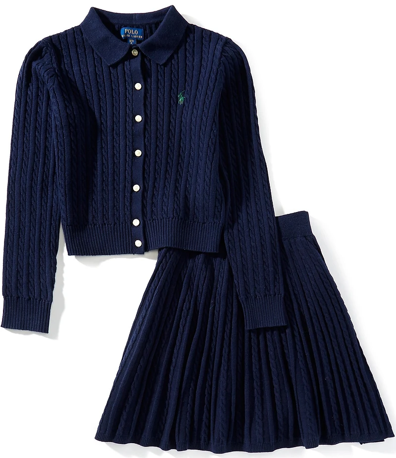 Polo Ralph Lauren Big Girls Long-Sleeve Cardigan & Matching Skirt Set