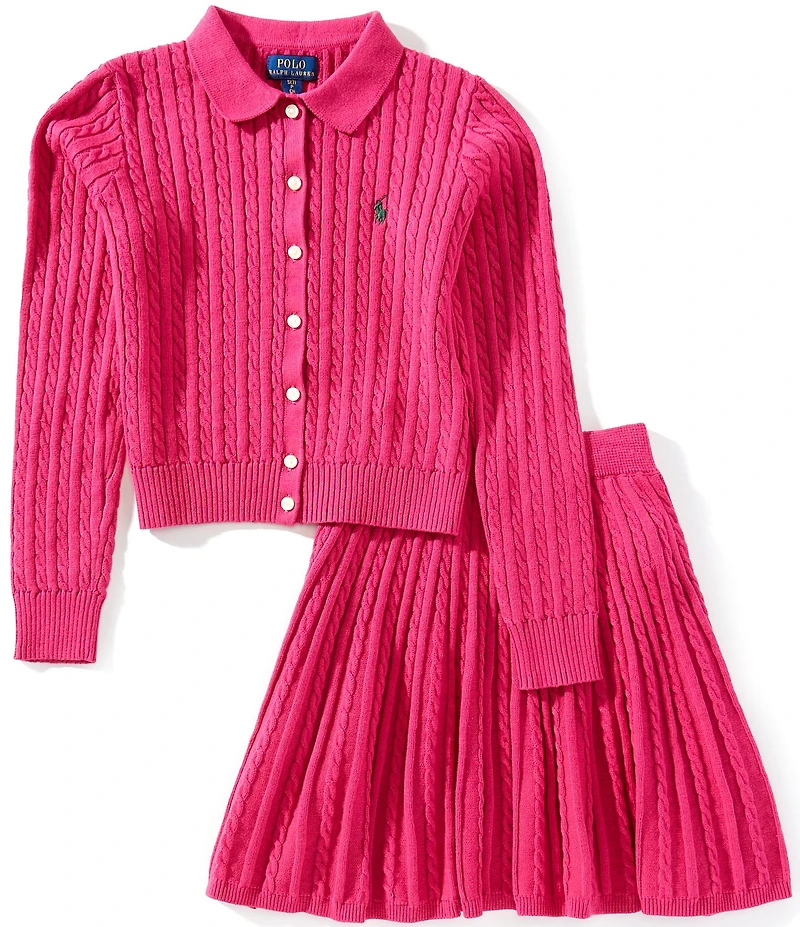 Polo Ralph Lauren Big Girls Long-Sleeve Cardigan & Matching Skirt Set