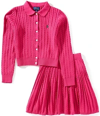 Polo Ralph Lauren Big Girls Long-Sleeve Cardigan & Matching Skirt Set
