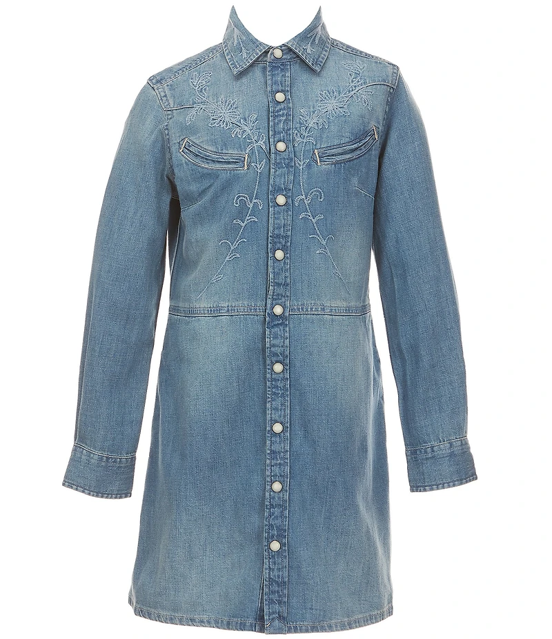 Polo Ralph Lauren Big Girls Long Sleeve Denim Western Shirt Dress