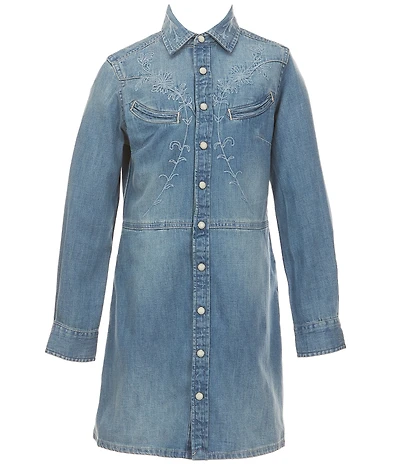 Polo Ralph Lauren Big Girls Long Sleeve Denim Western Shirt Dress