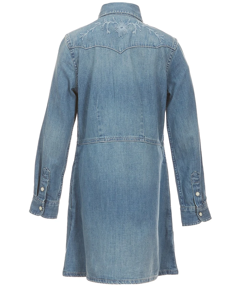 Polo Ralph Lauren Big Girls Long Sleeve Denim Western Shirt Dress