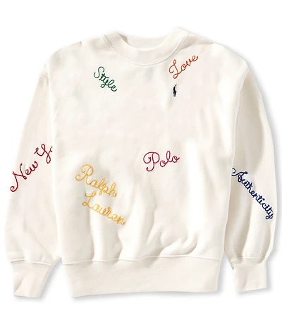 Polo Ralph Lauren Big Girls Long-Sleeve Embroidered Fleece Sweatshirt