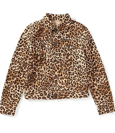 Polo Ralph Lauren Big Girls Long-Sleeve Leopard-Print Denim Trucker Jacket
