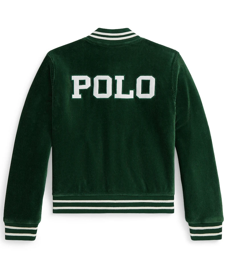 Polo Ralph Lauren Big Girls Long-Sleeve Logo Velour Baseball Jacket