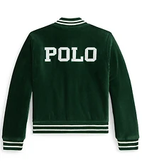 Polo Ralph Lauren Big Girls Long-Sleeve Logo Velour Baseball Jacket