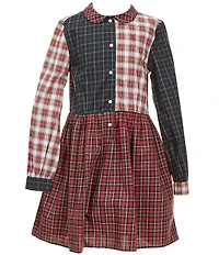 Polo Ralph Lauren Big Girls Long-Sleeve Mixed-Media-Plaid Poplin Shirtdress