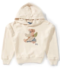 Polo Ralph Lauren Big Girls Long Sleeve Patchwork Polo Bear French Terry Hoodie
