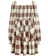 Polo Ralph Lauren Big Girls Long-Sleeve Plaid-Printed A-Line Dress