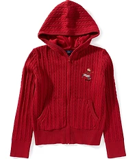 Polo Ralph Lauren Big Girls Long-Sleeve Polo Bear Cable-Knit Hooded Sweater