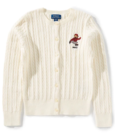 Polo Ralph Lauren Big Girls Long-Sleeve Polo Bear Mini-Cable Cardigan