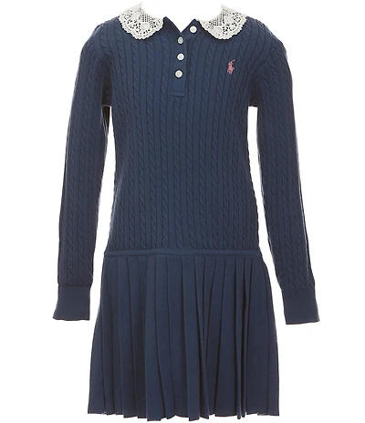 Polo Ralph Lauren Big Girls Puffed-Sleeve Mini-Cable Polo Dress