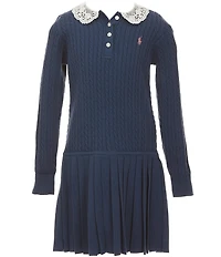 Polo Ralph Lauren Big Girls Puffed-Sleeve Mini-Cable Polo Dress