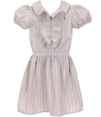 Polo Ralph Lauren Big Girls Puff Short Sleeve Stripe Oxford Dress