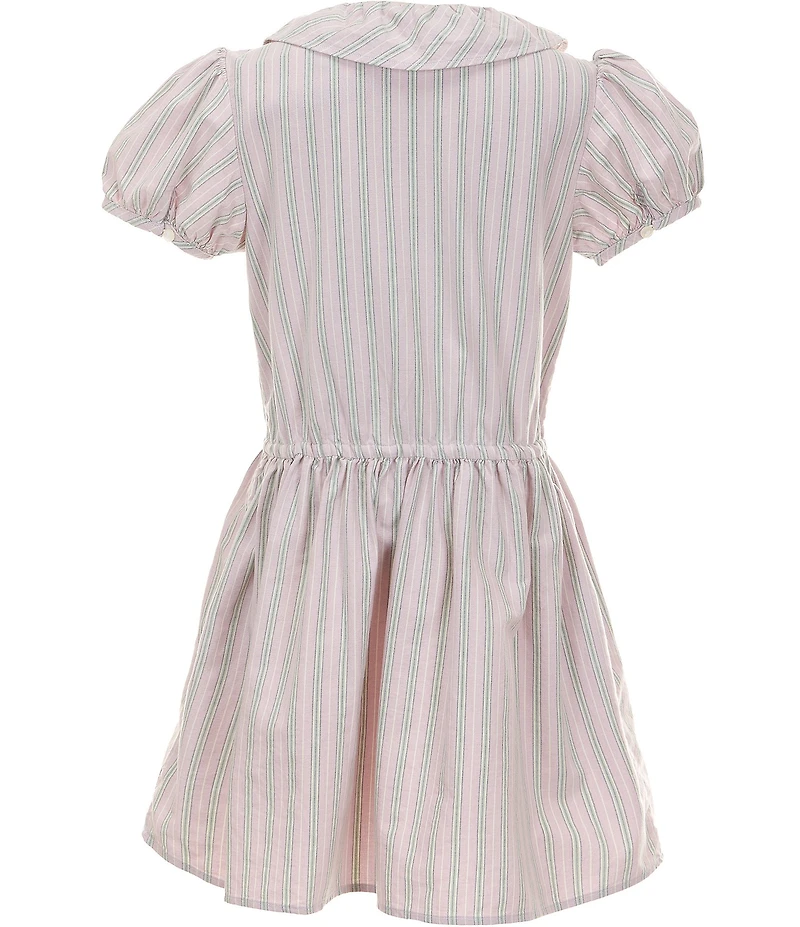 Polo Ralph Lauren Big Girls Puff Short Sleeve Stripe Oxford Dress
