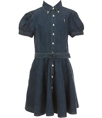Polo Ralph Lauren Big Girls Short-Sleeve Belted Denim Shirtdress