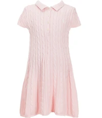 Polo Ralph Lauren Big Girls Short-Sleeve Cable-Knit Polo Sweater Dress