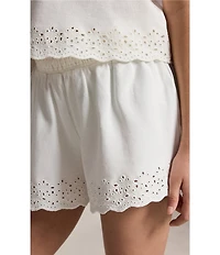 Polo Ralph Lauren Big Girls Short Sleeve Eyelet Stretch Mesh Polo Shirt & Shorts Set