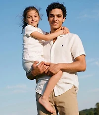 Polo Ralph Lauren Big Girls Short Sleeve Eyelet Stretch Mesh Polo Shirt & Shorts Set