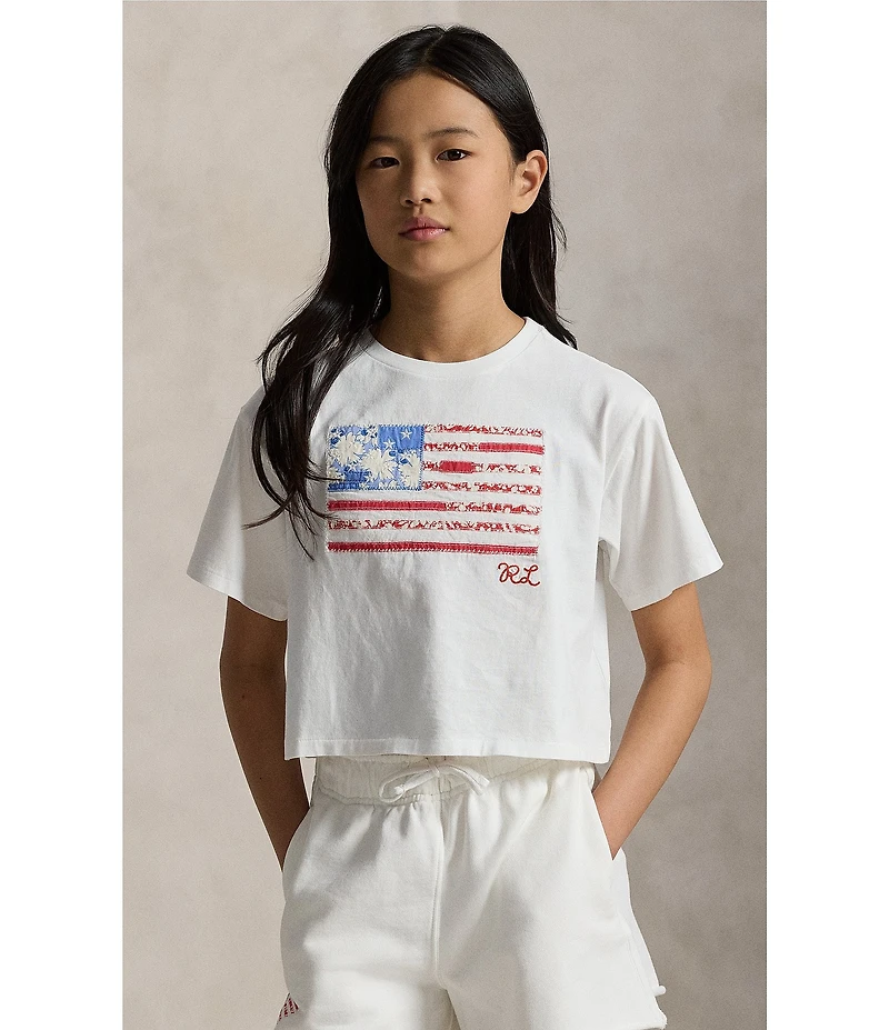 Polo Ralph Lauren Big Girls Short-Sleeve Floral Flag Boxy T-Shirt
