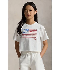 Polo Ralph Lauren Big Girls Short-Sleeve Floral Flag Boxy T-Shirt