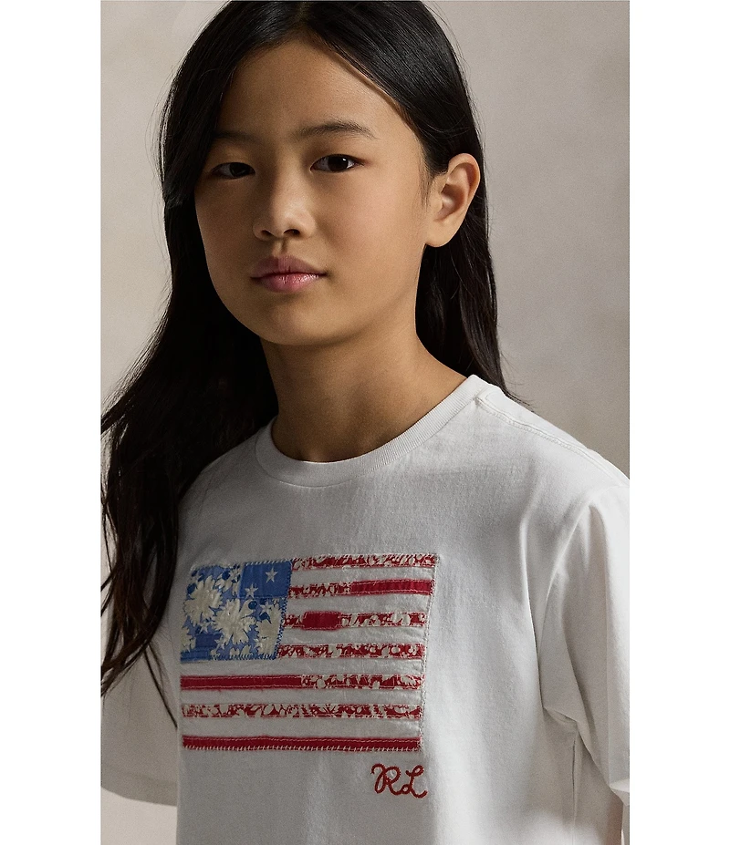 Polo Ralph Lauren Big Girls Short-Sleeve Floral Flag Boxy T-Shirt