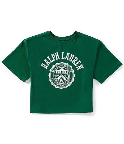Polo Ralph Lauren Big Girls Short-Sleeve Logo Crest Cropped Boxy Jersey T-Shirt