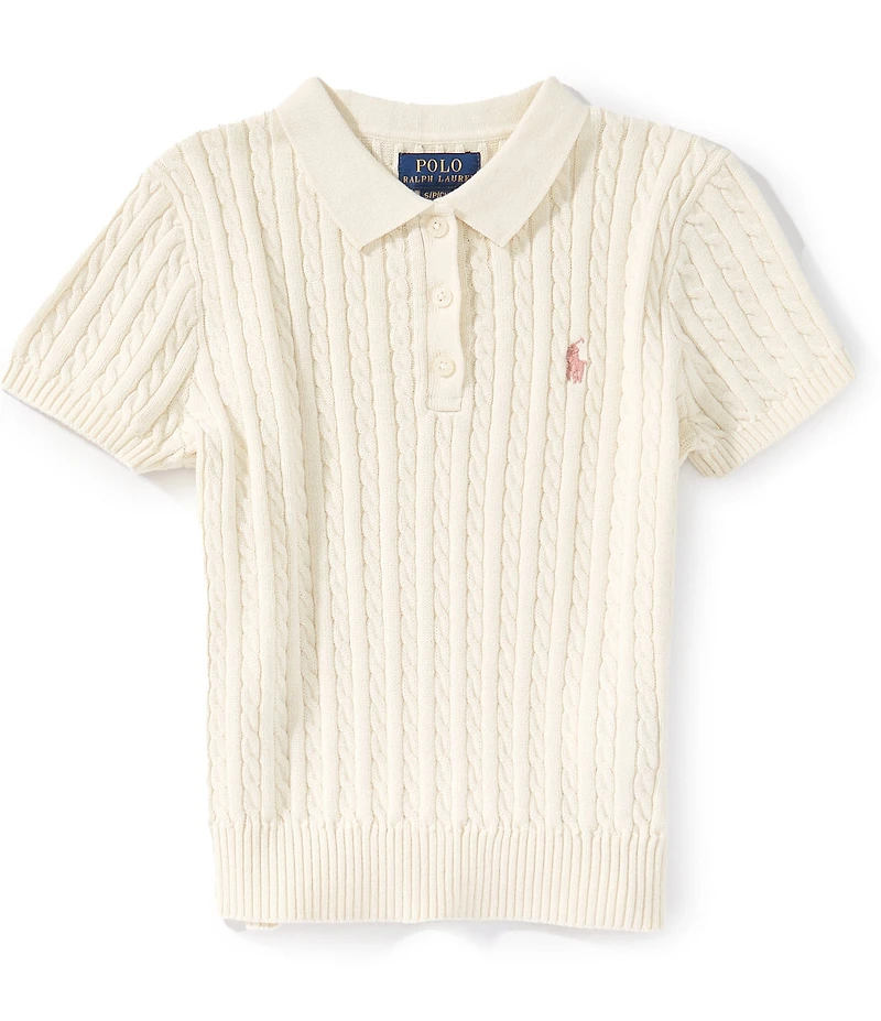 Polo Ralph Lauren Big Girls Short-Sleeve Mini-Cable Polo Sweater