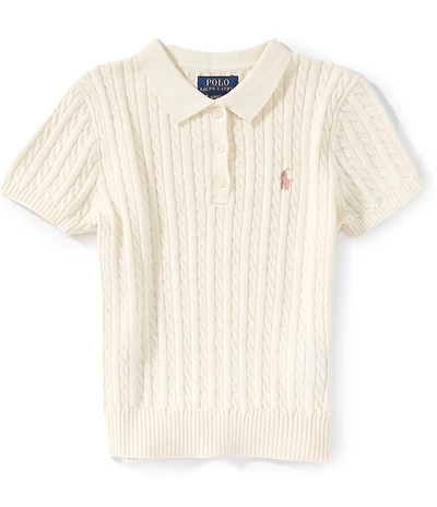 Polo Ralph Lauren Big Girls Short-Sleeve Mini-Cable Polo Sweater