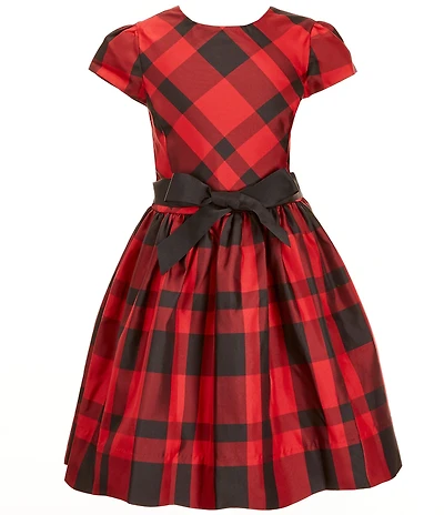 Polo Ralph Lauren Big Girls Short-Sleeve Plaid Taffeta Fit-And-Flare Dress