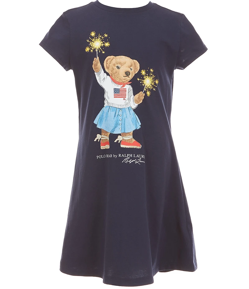 Polo Ralph Lauren Big Girls Short Sleeve Polo Bear Jersey Dress