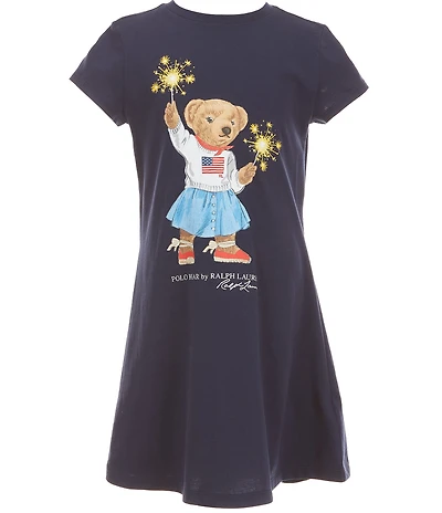 Polo Ralph Lauren Big Girls Short Sleeve Polo Bear Jersey Dress