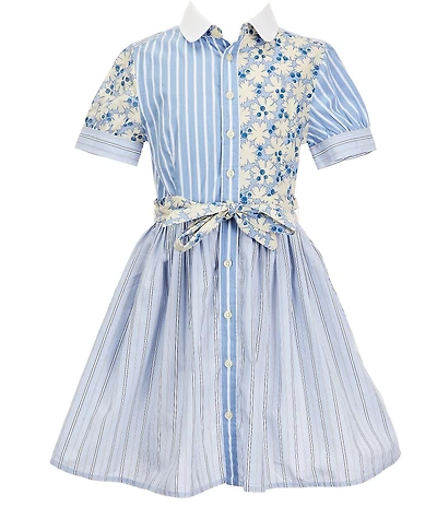 Polo Ralph Lauren Big Girls Short-Sleeve Striped Poplin Fun Shirtdress