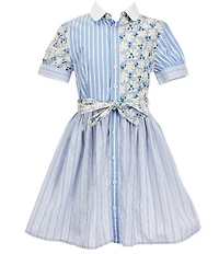 Polo Ralph Lauren Big Girls Short-Sleeve Striped Poplin Fun Shirtdress