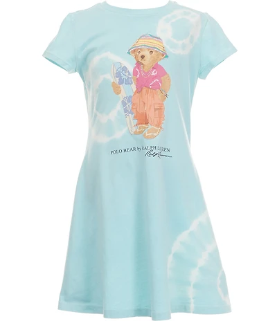 Polo Ralph Lauren Big Girls Short Sleeve Tie-Dye Polo Bear A-Line Dress