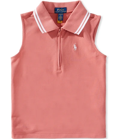 Polo Ralph Lauren Big Girls Sleeveless Half-Zip Boxy Mesh Polo Shirt