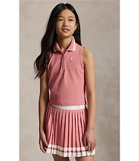Polo Ralph Lauren Big Girls Sleeveless Half-Zip Boxy Mesh Polo Shirt
