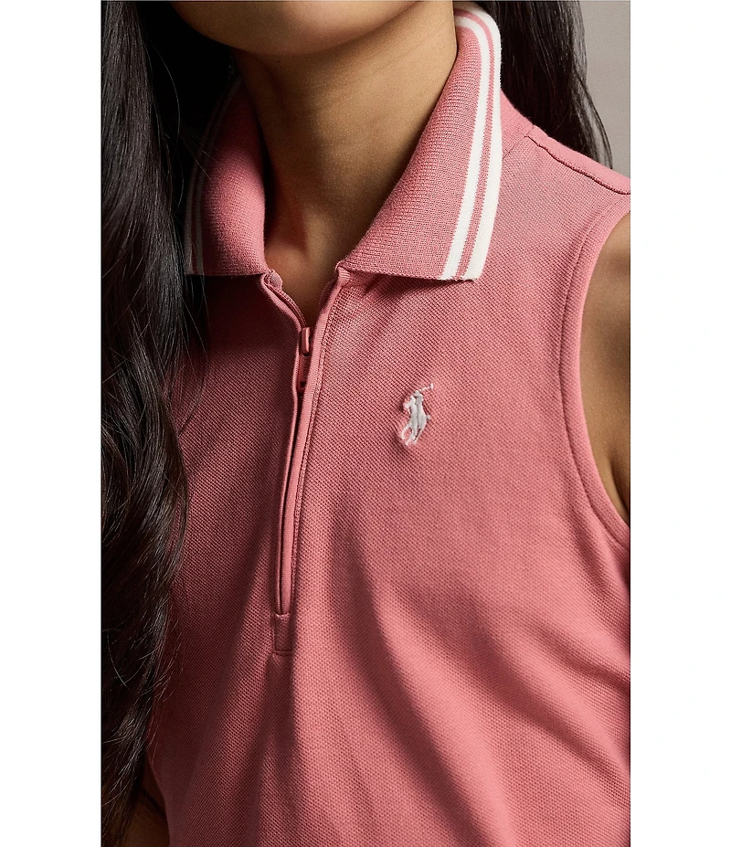 Polo Ralph Lauren Big Girls Sleeveless Half-Zip Boxy Mesh Polo Shirt