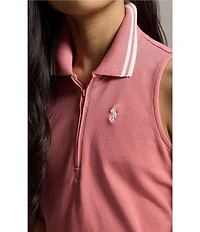 Polo Ralph Lauren Big Girls Sleeveless Half-Zip Boxy Mesh Polo Shirt