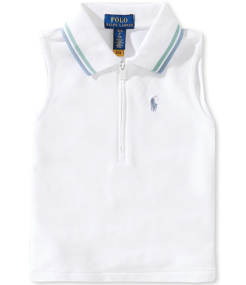 Polo Ralph Lauren Big Girls Sleeveless Half-Zip Boxy Mesh Polo Shirt
