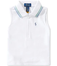 Polo Ralph Lauren Big Girls Sleeveless Half-Zip Boxy Mesh Polo Shirt