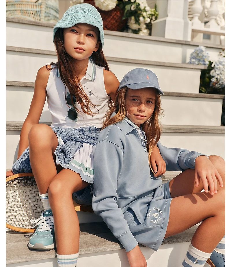 Polo Ralph Lauren Big Girls Sleeveless Half-Zip Boxy Mesh Polo Shirt