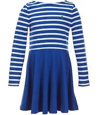 Polo Ralph Lauren Big Girls Striped/Solid Stretch Ponte Dress