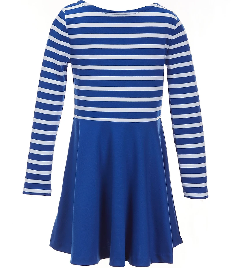 Polo Ralph Lauren Big Girls Striped/Solid Stretch Ponte Dress